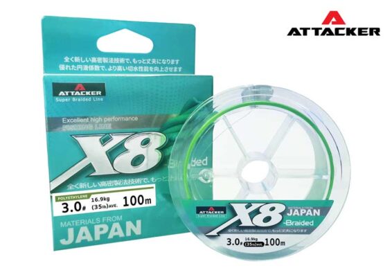 ATTACKER สายพีอีตกปลา Super Braided Line X8-Braided