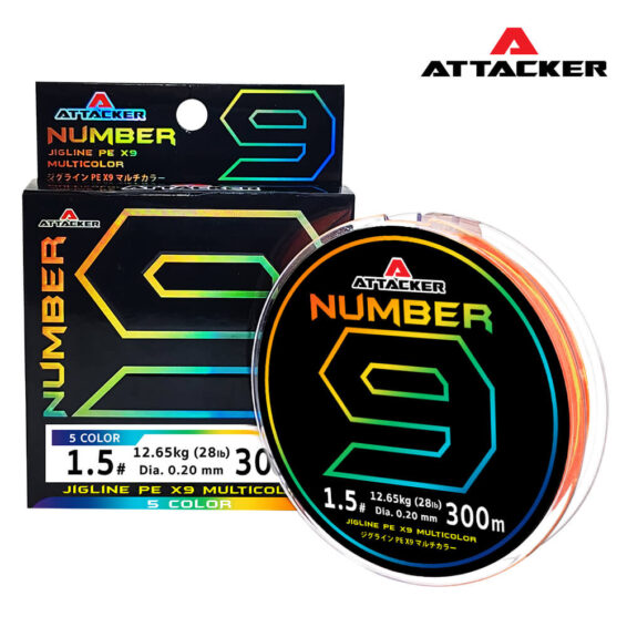 สายตกปลา สายพีอี ถัก 8 ATTACKER NUMBER 9 MULTICOLOR