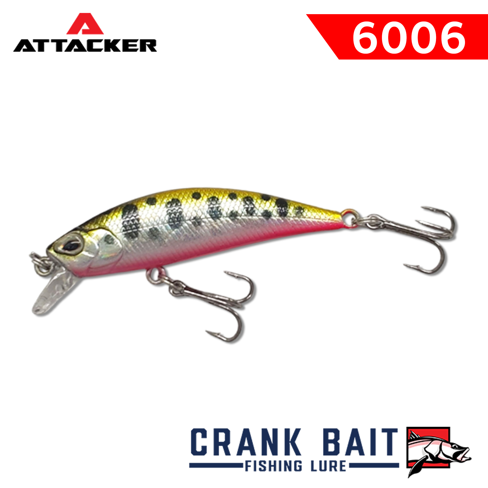 เหยื่อปลอม เหยื่อตกปลา ATTACKER CRANK BAIT Fishing Bait Lure 6006 SINKING