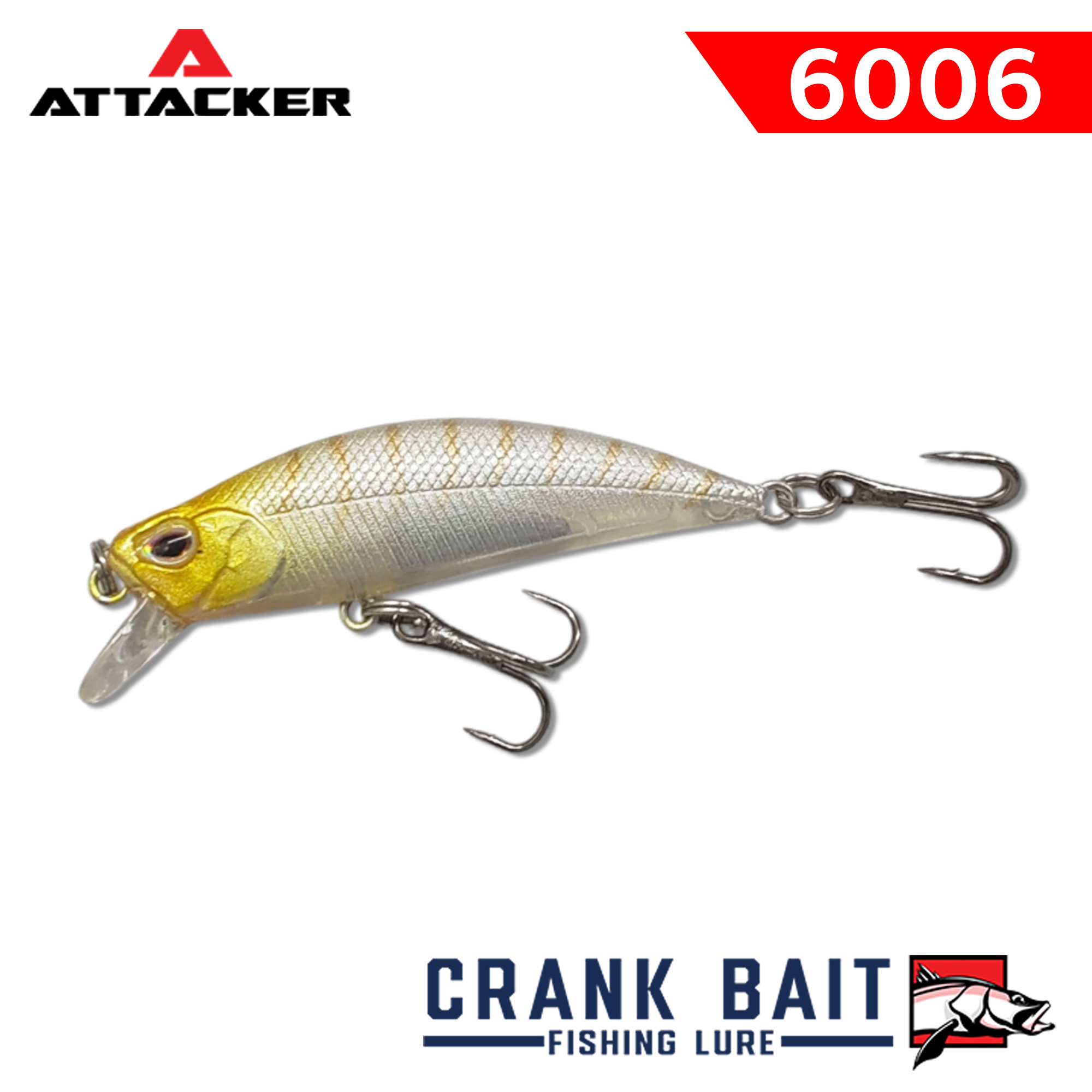 เหยื่อปลอม เหยื่อตกปลา ATTACKER CRANK BAIT Fishing Bait Lure 6006 SINKING