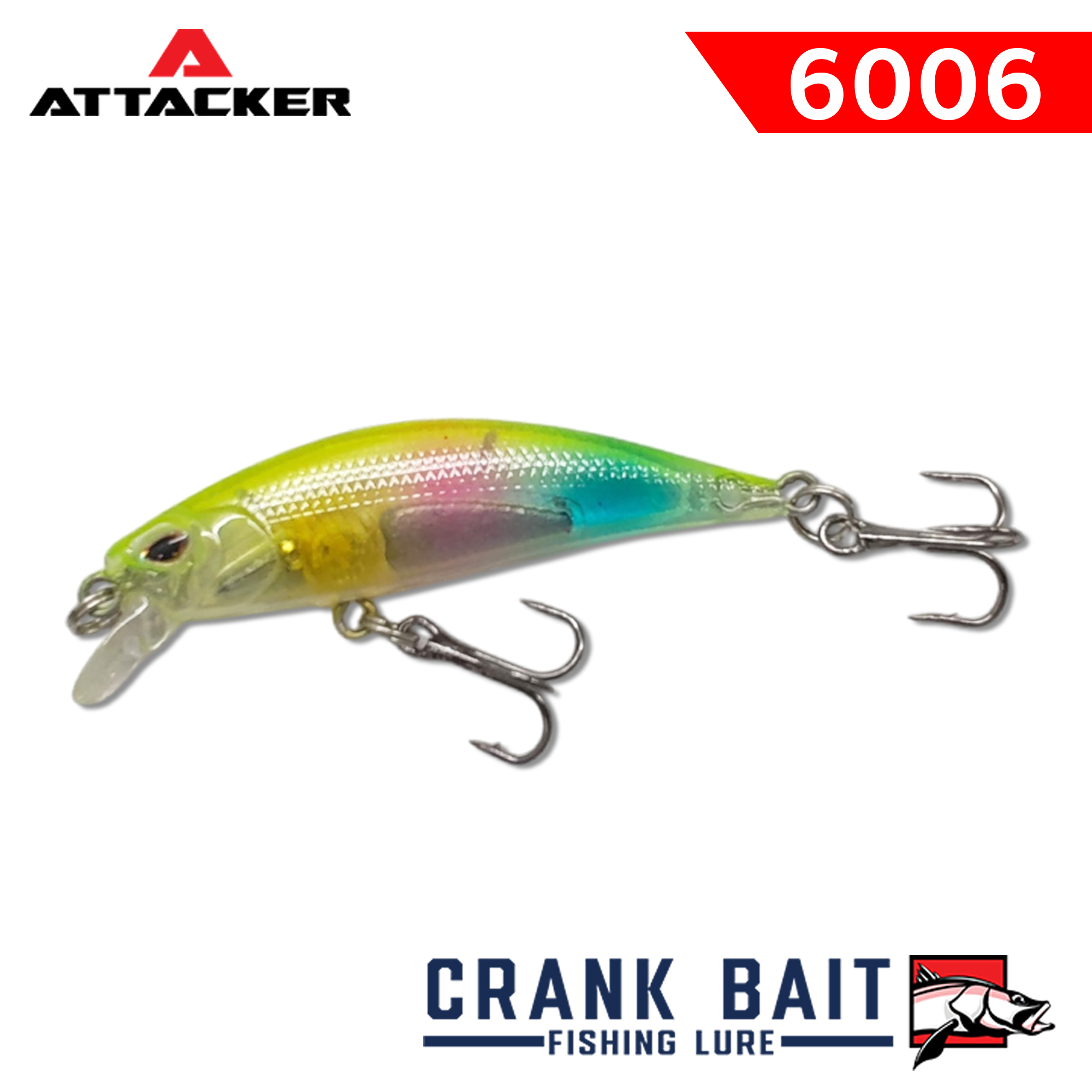 เหยื่อปลอม เหยื่อตกปลา ATTACKER CRANK BAIT Fishing Bait Lure 6006 SINKING